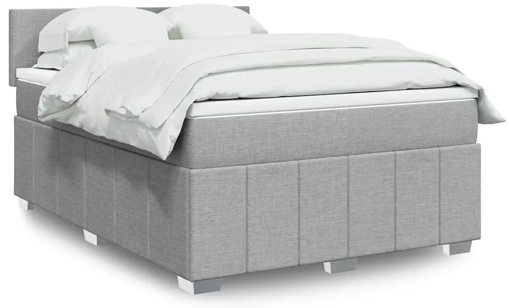 Cama com molas/colchão 140x200 cm tecido cinzento-claro