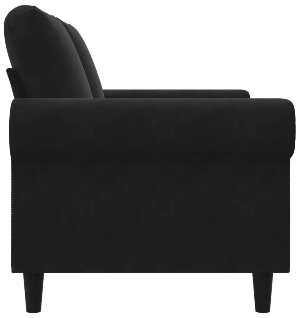 Sofá de 2 lugares veludo 120 cm preto