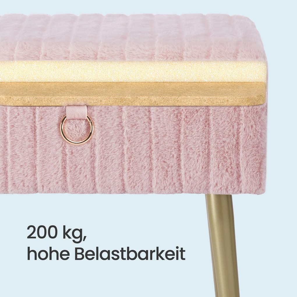 Banco para toucador com espaço de arrumação 30 x 40 x 50 cm Rosa
