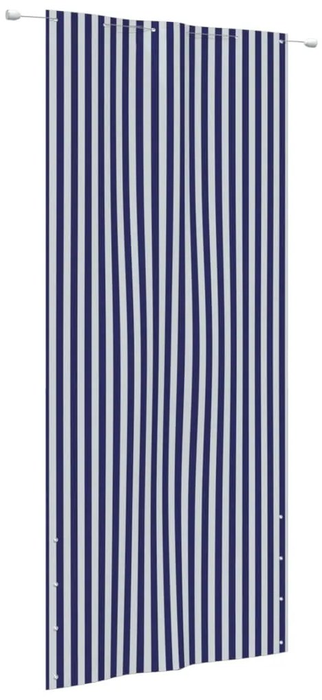 vidaXL Tela de varanda 120x240 cm tecido oxford azul e branco