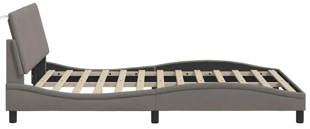 Cama sem colchão 140x190 cm tecido castanho-acinzentado