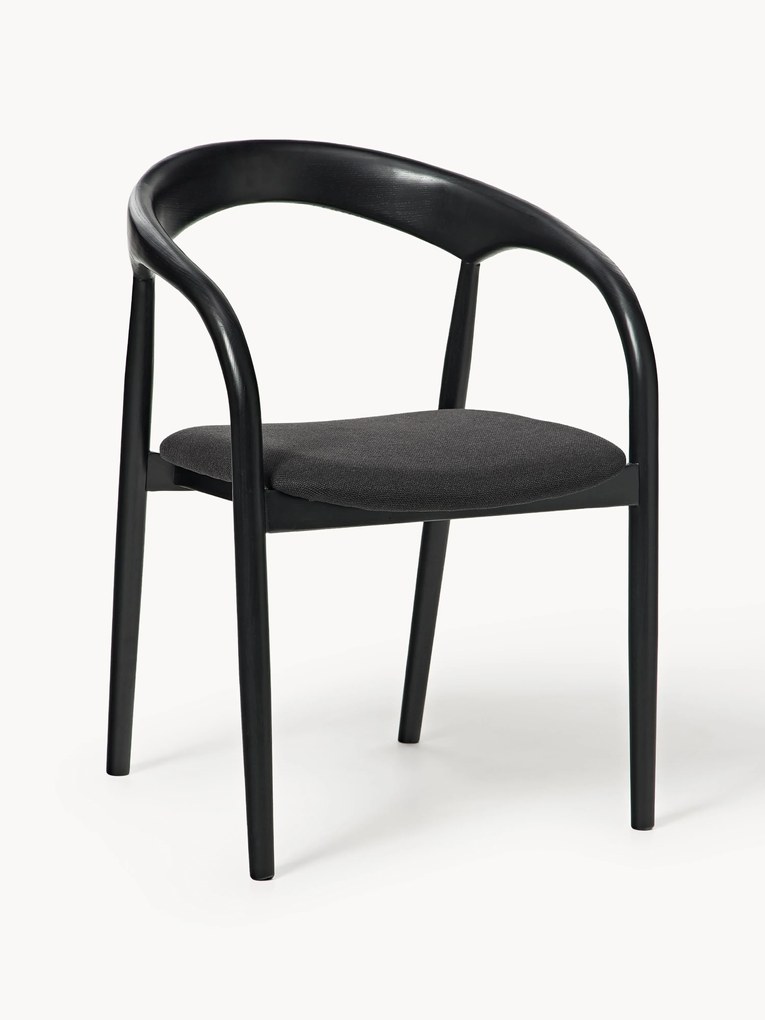 Cadeira de jantar em madeira de freixo com assento almofadado Camille