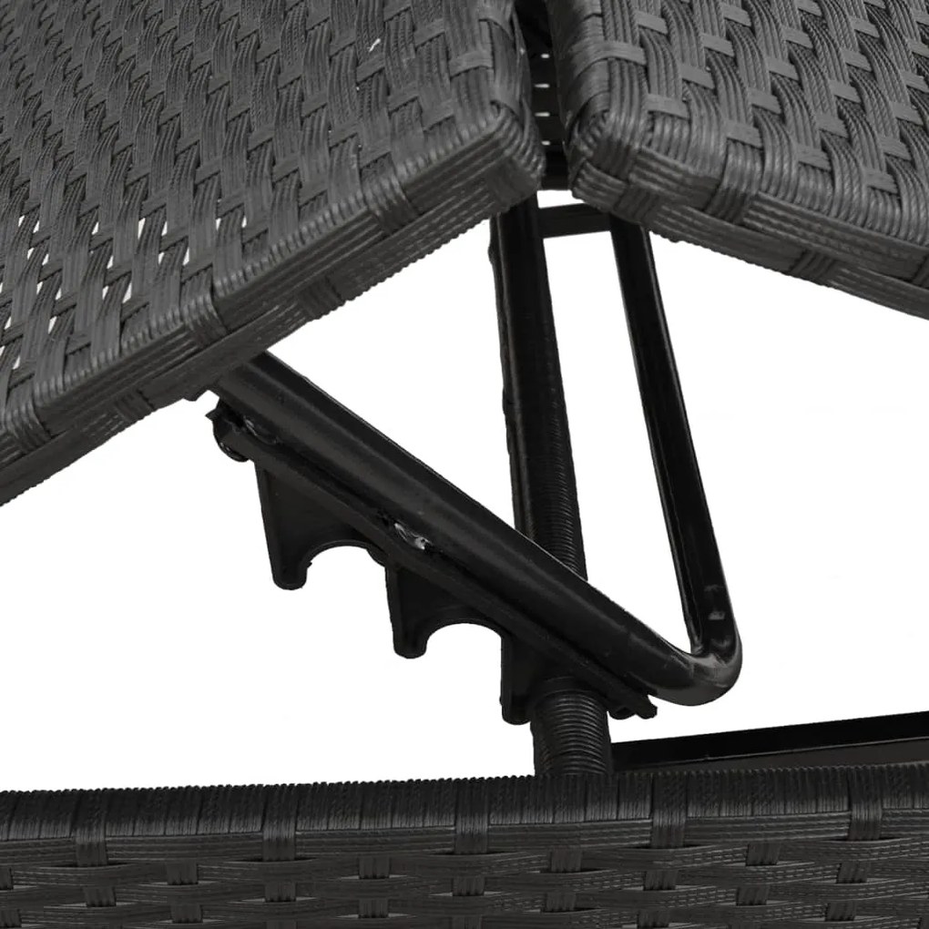 Espreguiçadeiras com mesa 2 pcs vime PE preto