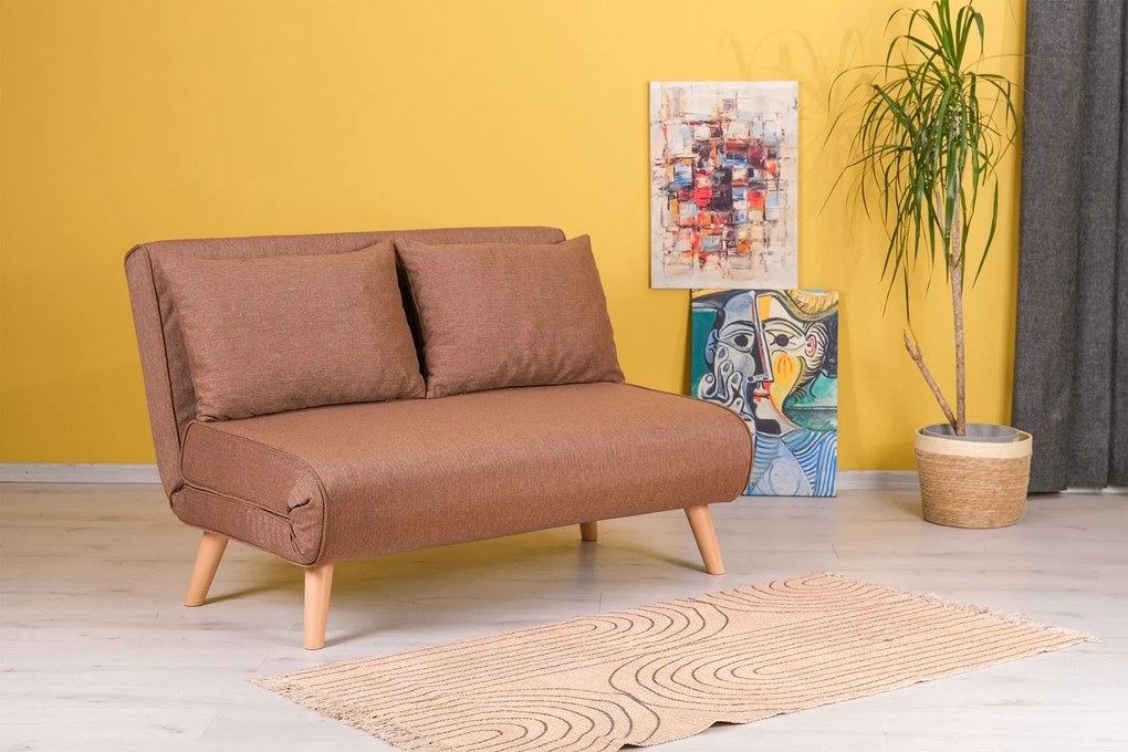 Sofá-Cama 2 Lugares Folde – Castanho – 120 x 79 x 80 cm