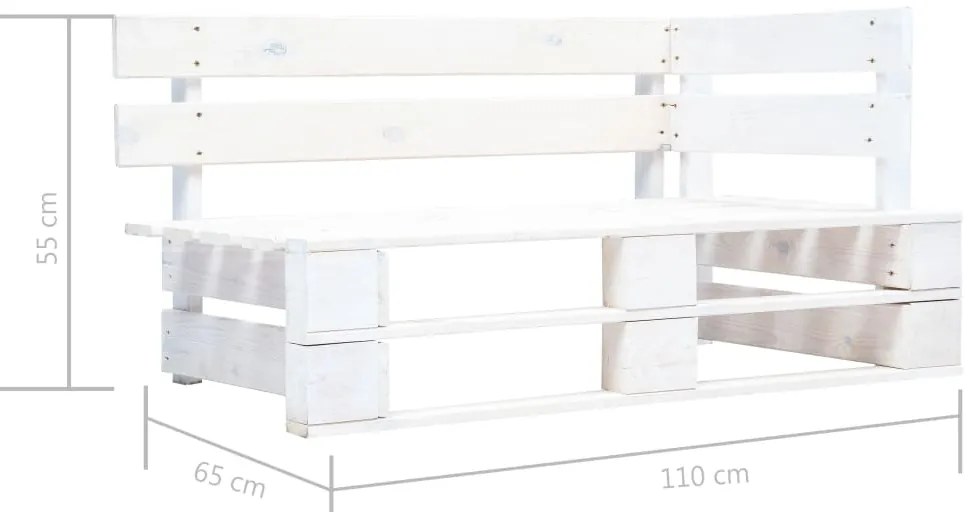 Sofá de paletes 2 lugares c/ almofadões pinho impregnado branco