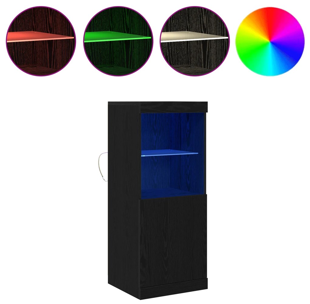 Sideboard vidaXL com Luzes LED Carvalho Preto 41x37x100 cm