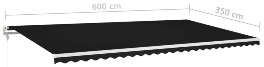 Toldo automático com LED e sensor de vento 600x350 cm antracite