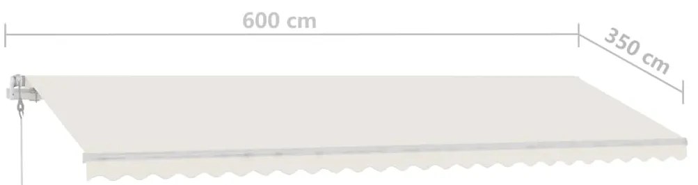 Toldo retrátil manual com LED 600x350 cm cor creme