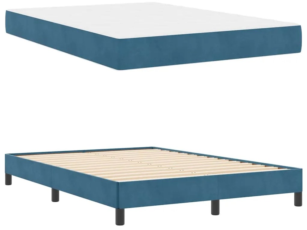 Cama box spring com colchão Azul Escuro 140 x 200 cm Veludo