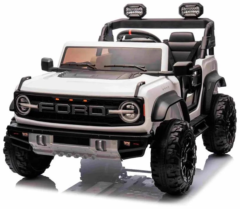 Carro elétrico para crianças 24V 2 lugares Ford Bronco XXL com tração traseira, licenciado Rodas Plástico Branco