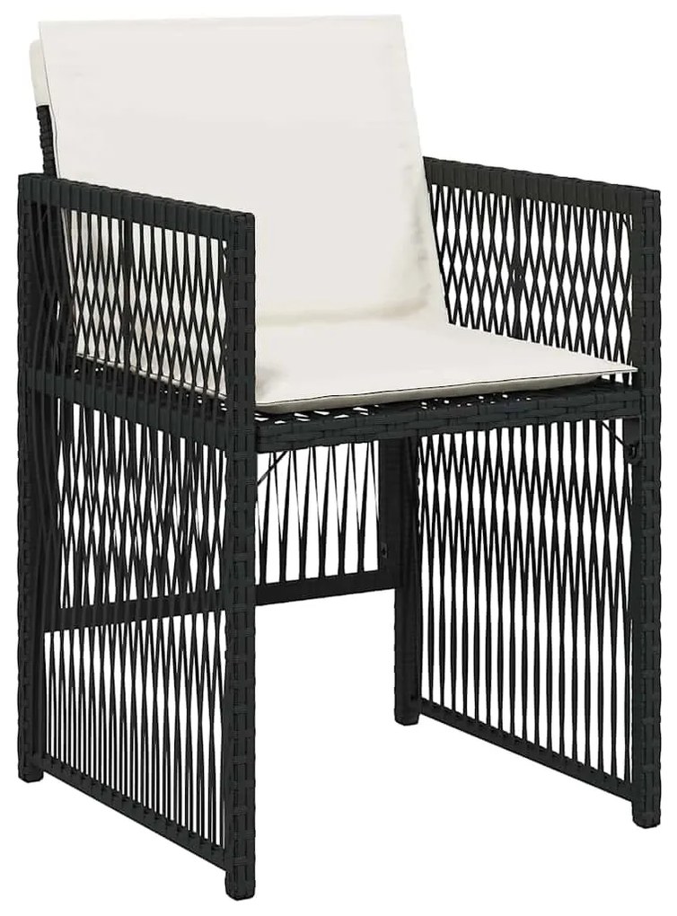 Conjunto de jantar de jardim com 5 peças e almofadas pretas e de ratta