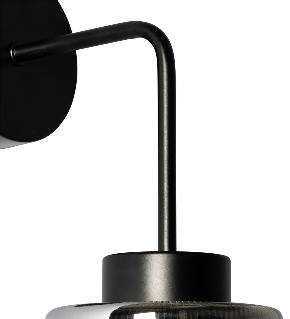 LED Candeeiro de parede inteligente preto com vidro fumado incluindo WiFi ST64 - Laura Moderno