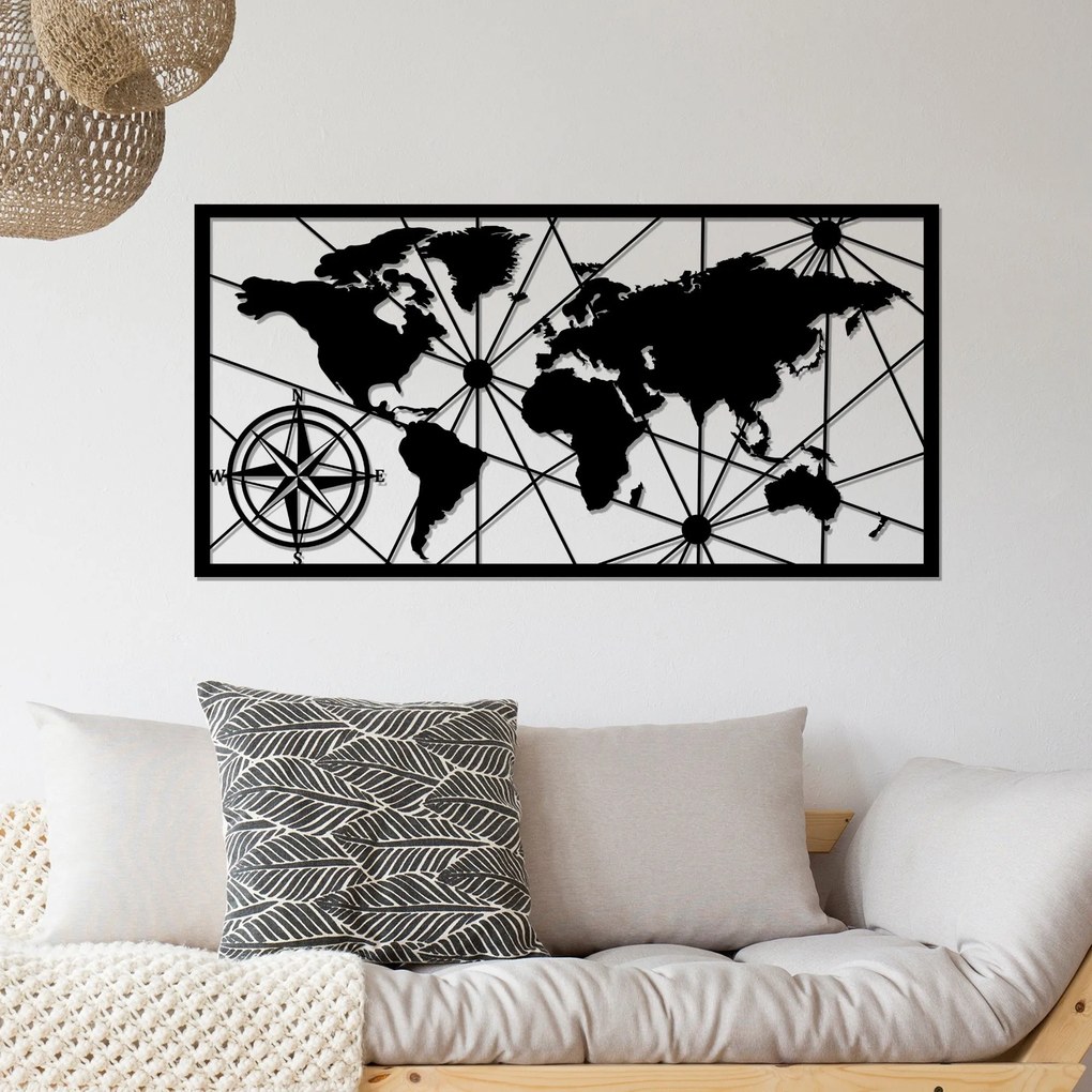 Acessório Decorativo de Parede em Metal Metal-452 – Preto – 120 x 60 c