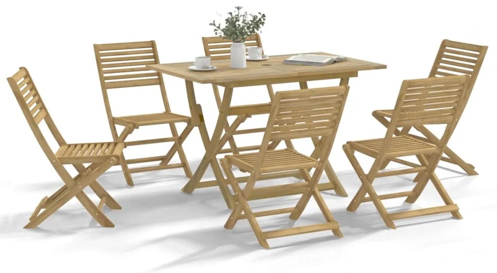 vidaXL 7 pcs conjunto de jantar para jardim madeira de acácia maciça