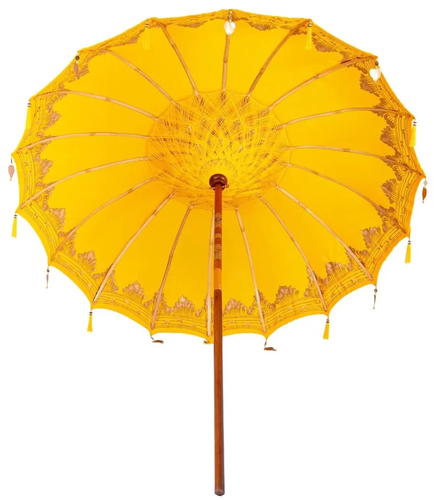 Guarda-sol Outros Manual Amarelo x 250 cm Algodão e madeira