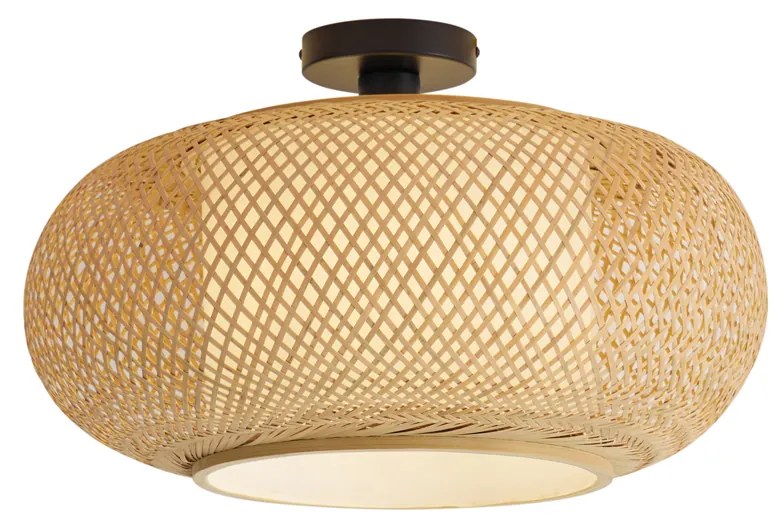 Candeeiro de Teto Japandi Bambu com Interior Branco - Liva