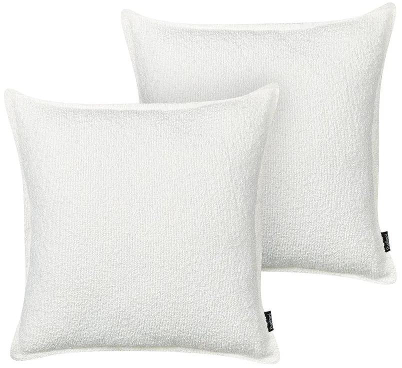 Conjunto de 2 almofadas decorativas em tecido teddy branco creme 45 x 45 cm SENECIA Beliani