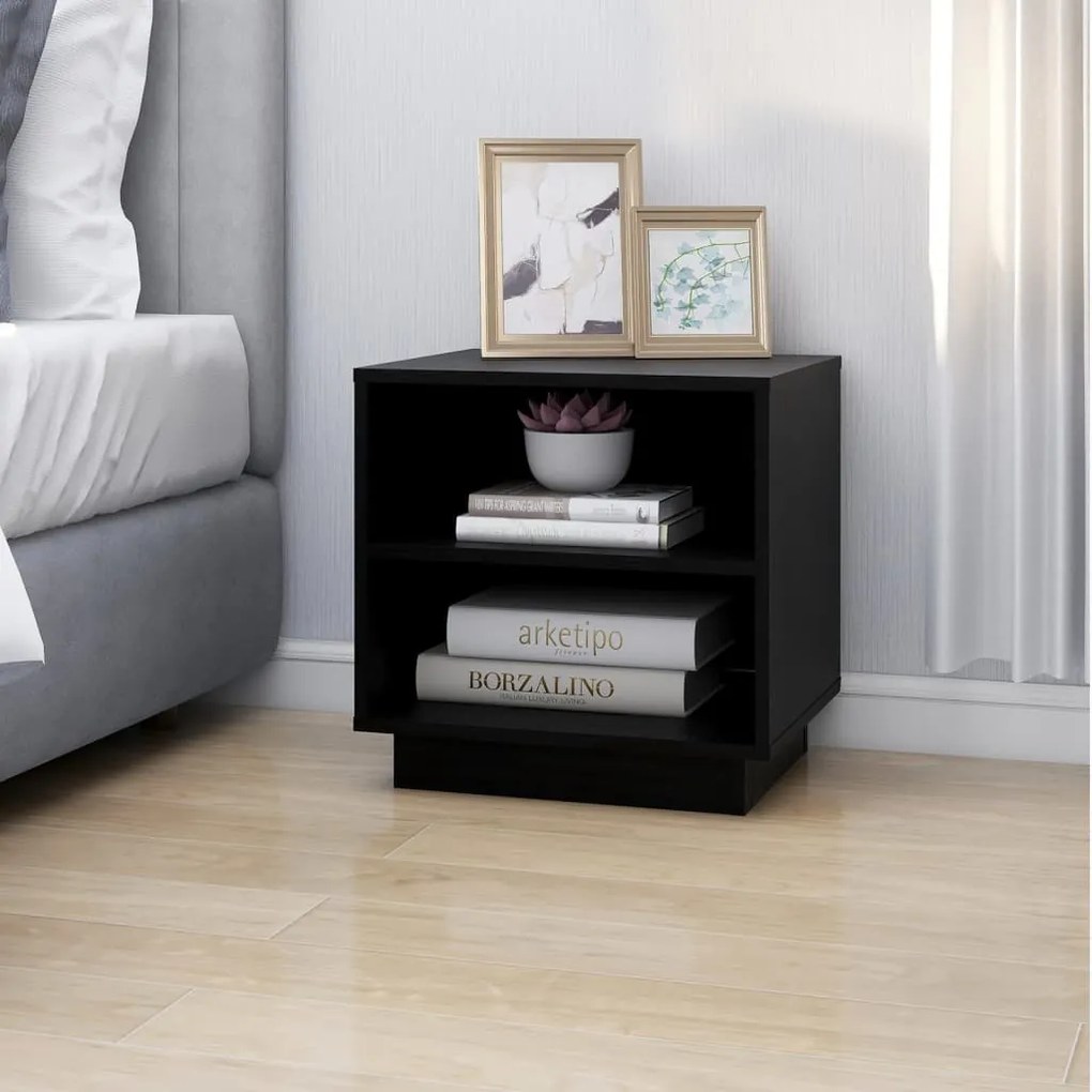 Mesas de cabeceira 2 pcs 40x34x40 cm pinho maciço preto