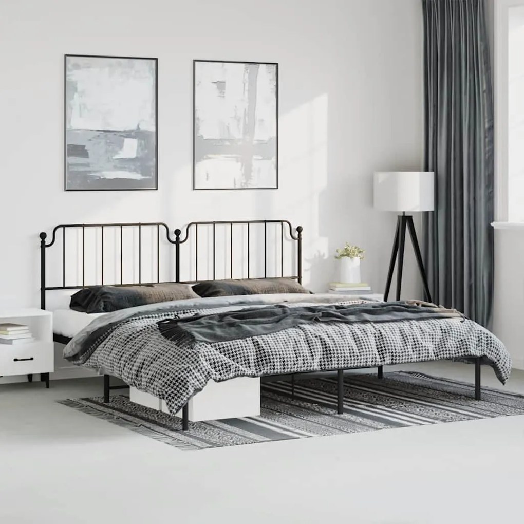 Estrutura de cama com cabeceira 183x213 cm metal preto