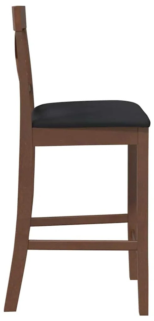 Bancos de bar com almofadões 2pcs madeira de seringueira maciça