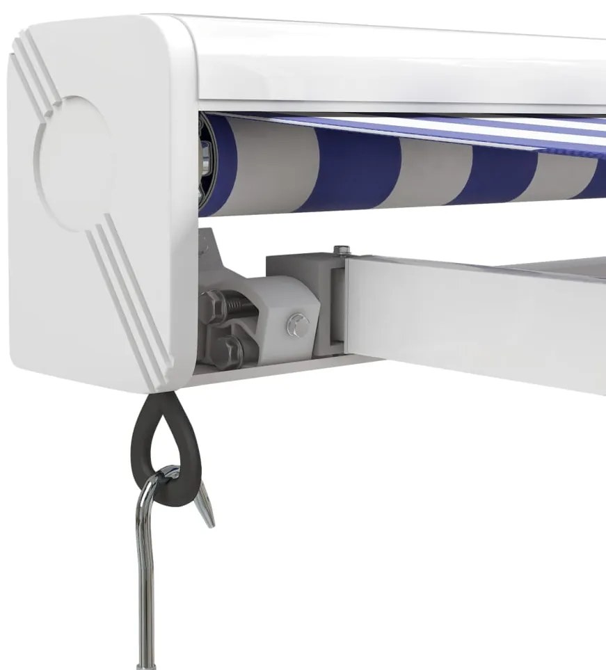 Toldo retrátil 3,5x2,5 m tecido e alumínio azul e branco