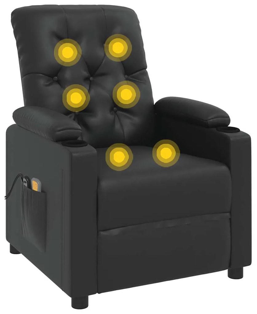 Poltrona massagens elevatória couro artificial preto