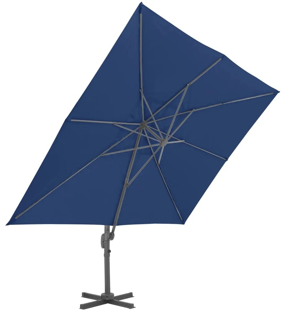 Guarda-sol jardim cantilever c/ poste alumínio 4x3 m azul ciano