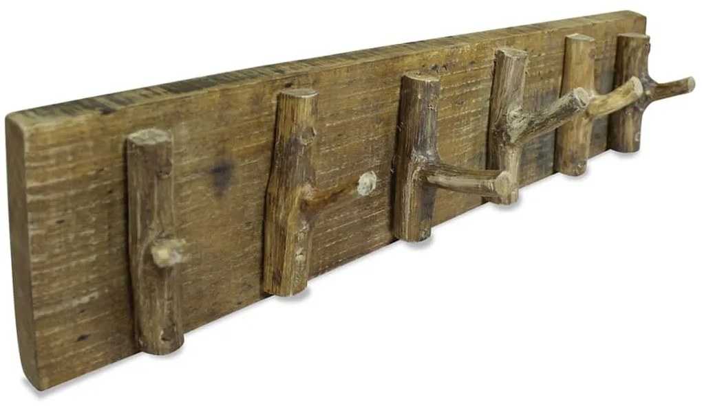 244501 vidaXL Bengaleiro de parede madeira reciclada maciça 60x15 cm