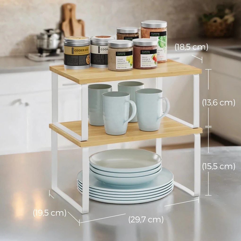 Conjunto de 2 prateleiras de cozinha brancas
