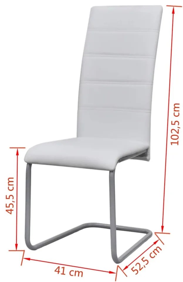 Cadeiras de jantar cantilever 6 pcs couro artificial branco