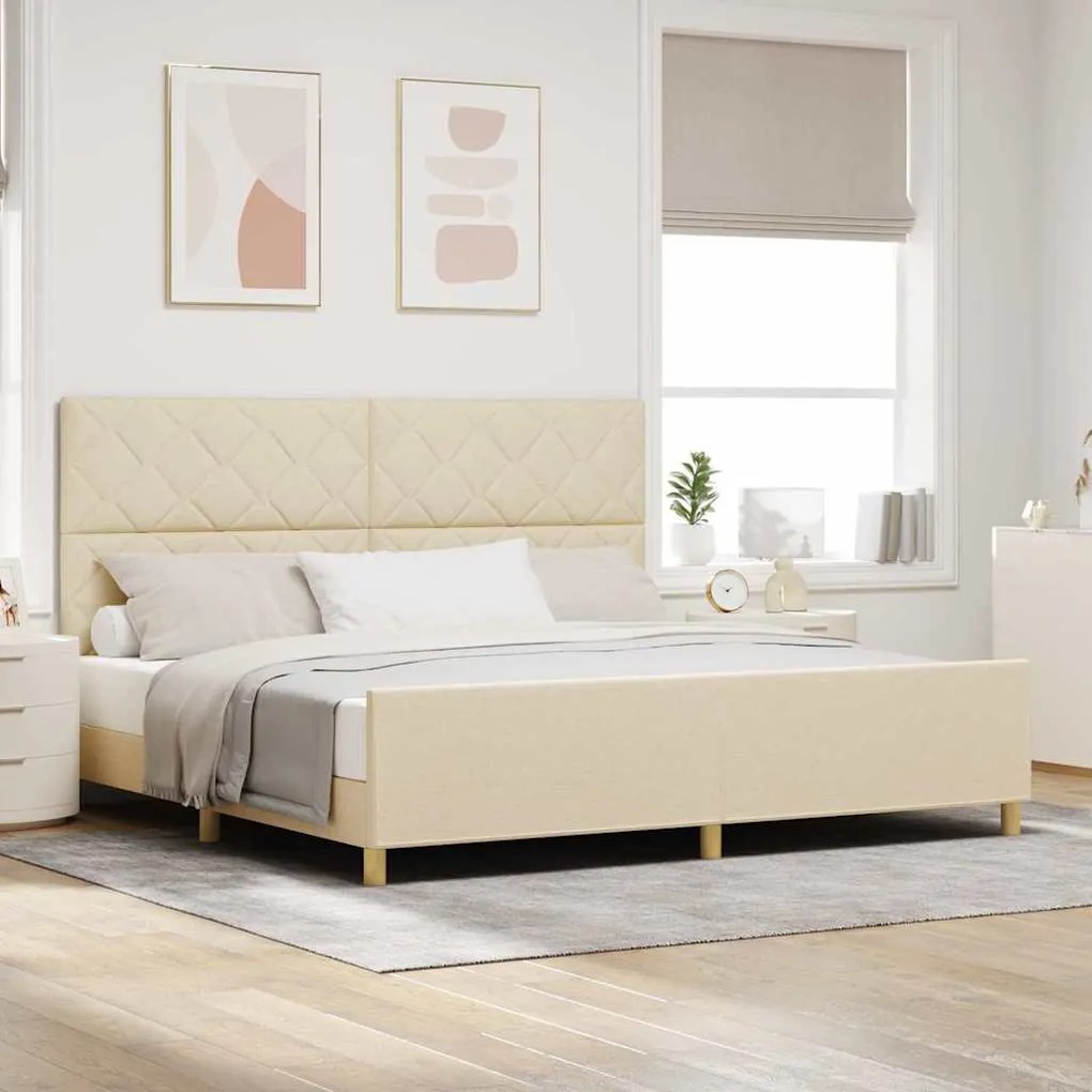 Cama vidaXL Creme 200x200 cm Tecido