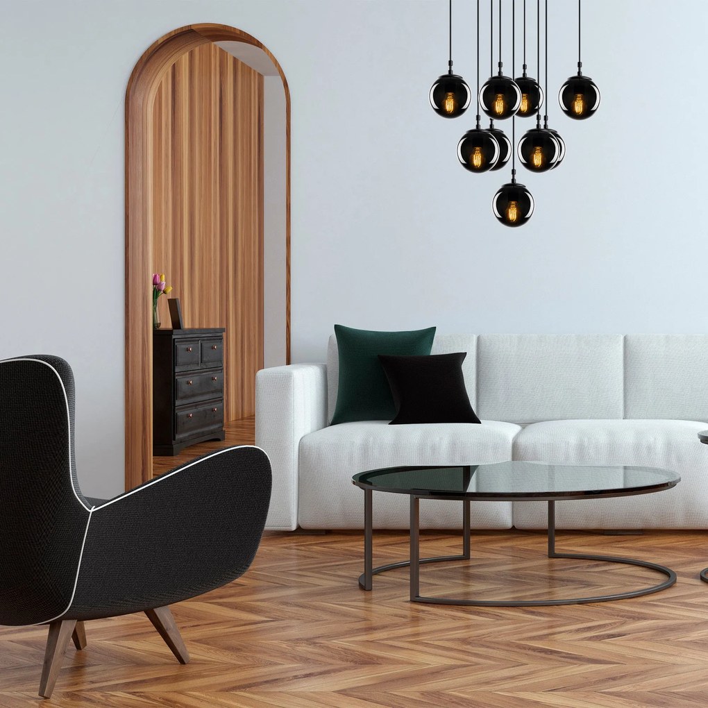 Candeeiro de Teto Efe – Preto Fumado – 78 x 78 cm