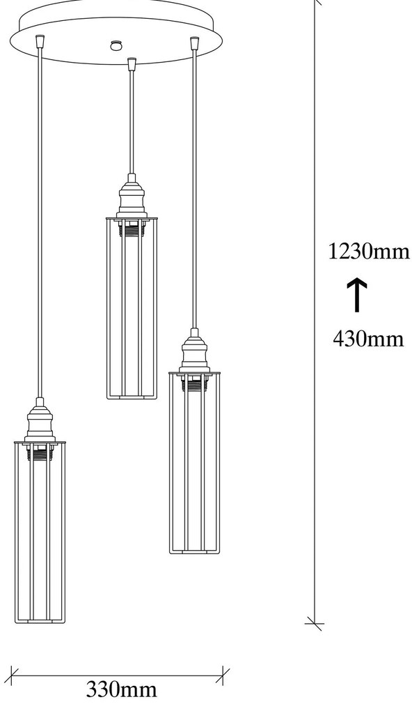 Chandelier Zumra – Preto – Diâmetro: 33 cm, Altura: 123 cm
