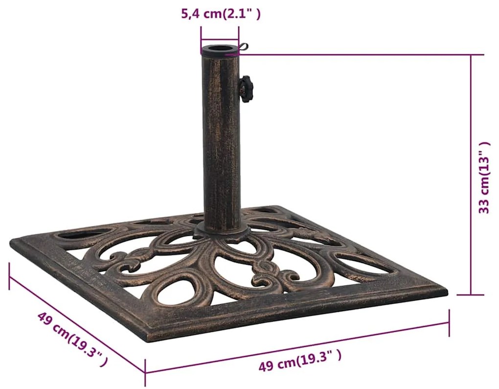 Base para guarda-sol 12 kg 49 cm ferro fundido bronze