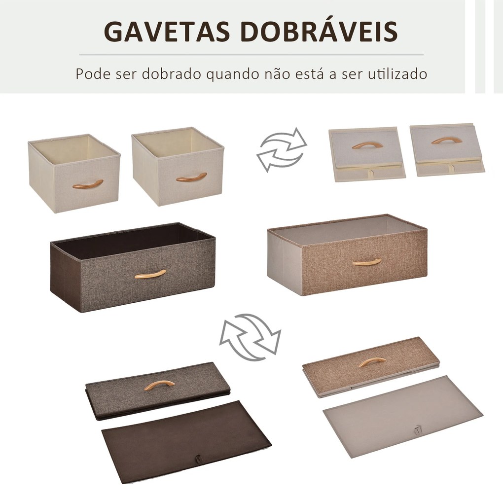 Cómoda de Tecido com 4 Cestos Removíveis e Dobráveis Base Elevada Móvel de Armazenamento 58x29x78,5 cm Multicor