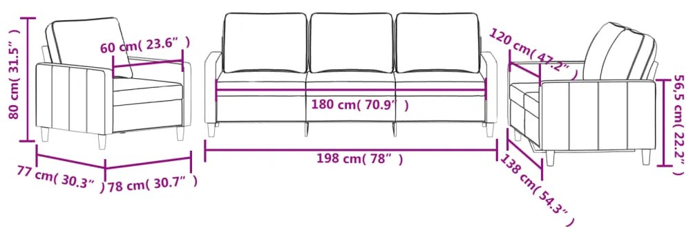 3 pcs conjunto de sofás com almofadões veludo cinzento-escuro