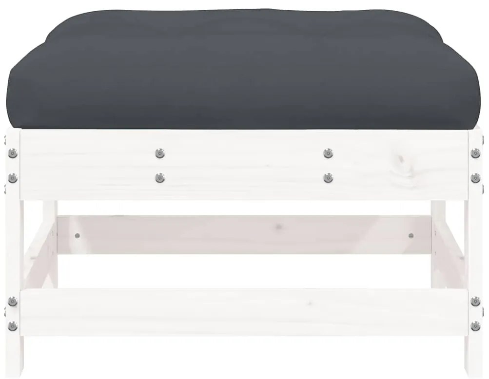 Apoio de pés p/ jardim c/ almofadão pinho maciço branco