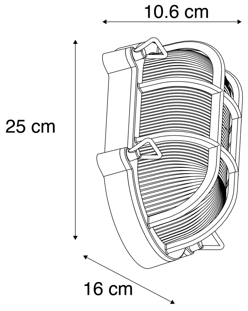 Candeeiro de parede e teto industrial oval preto IP44 - Noutica Industrial