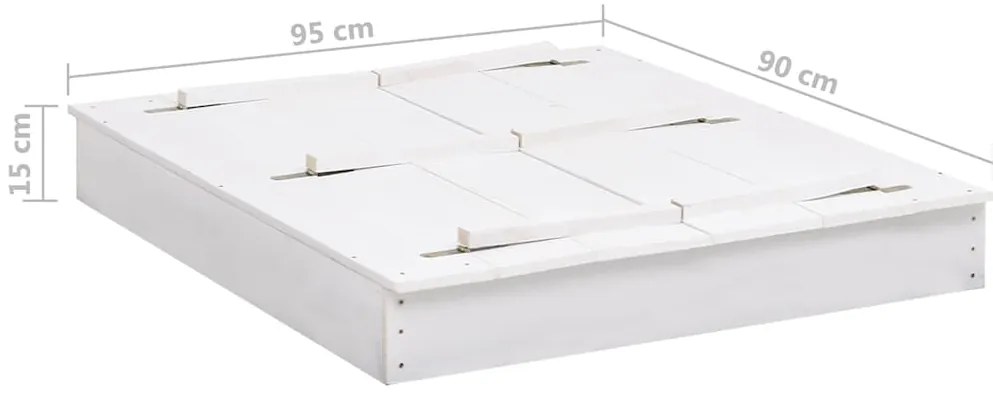 Caixa de areia 95x90x15 cm madeira de abeto branco