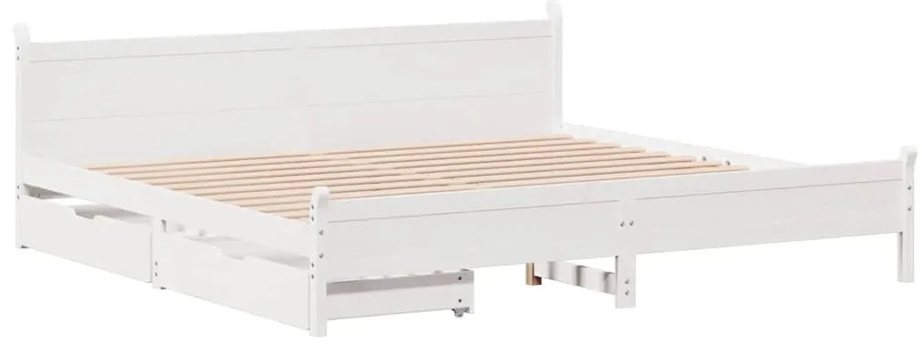 Cama sem colchão 200x200 cm madeira de pinho maciça branco