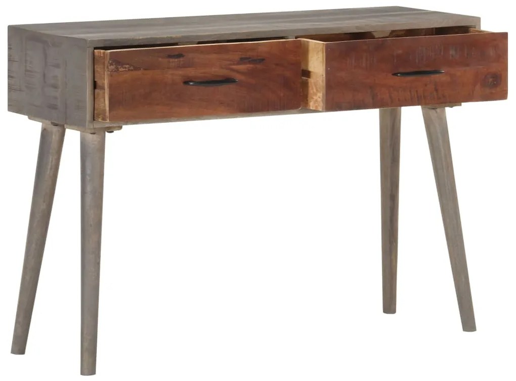 Mesa consola 110x35x75 cm mangueira maciça áspera cinzento