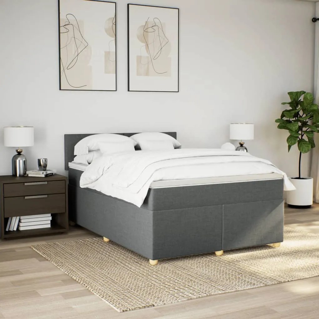 Cama com molas/colchão 160x200 cm tecido cinzento-escuro