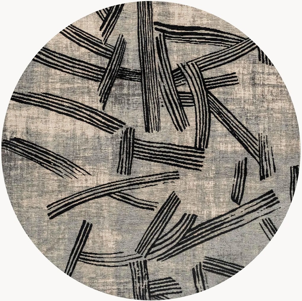 Tapete redondo lavável em jacquard para interior e exterior Kanji