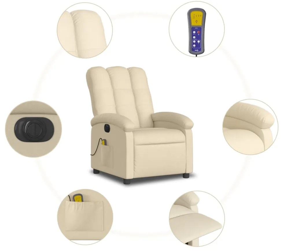 Poltrona de massagens reclinável elétrica tecido creme