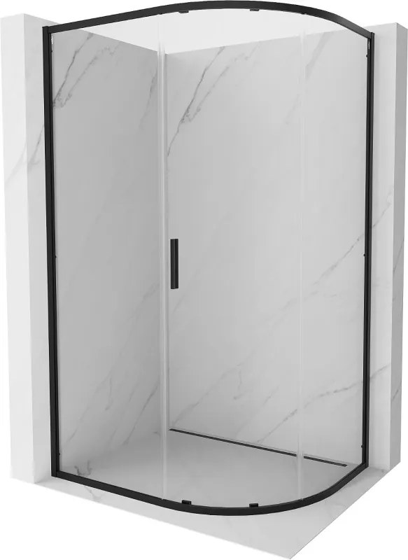 Mexen Exo cabine de duche semicircular assimétrica deslizante 100 x 90 cm, transparente, preta - 8131-100-090-70-00