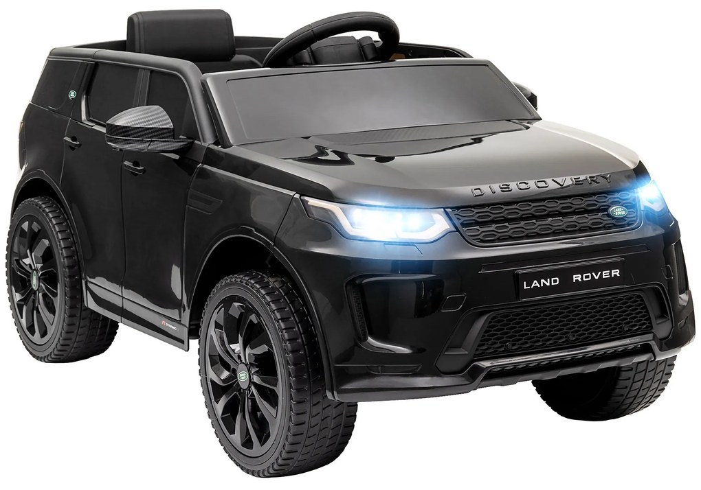 AIYAPLAY Carro Elétrico para Crianças com Licença Land Rover Discovery Sport Bateria 12V Faróis Buzina e Música 106x65,5x51 cm Preto | Aosom Portugal