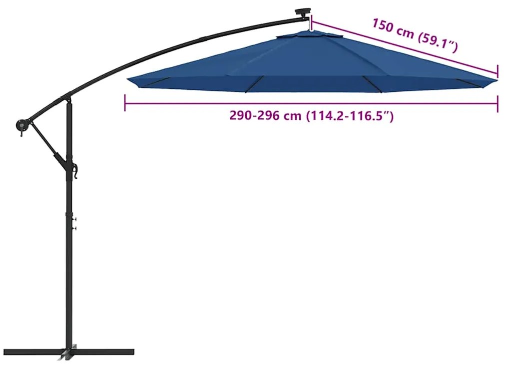 Tecido substituição p/ guarda-sol cantilever 300 cm azul-ciano