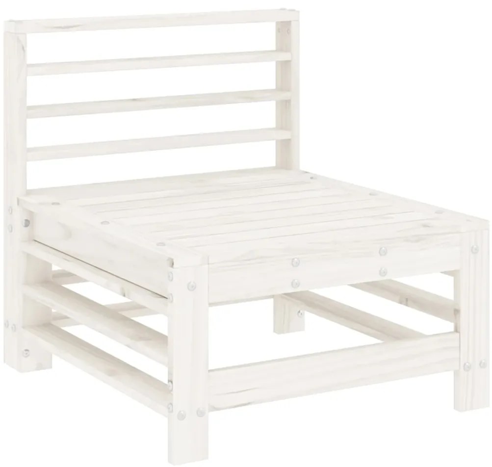 6 pcs conjunto lounge de jardim pinho maciço branco