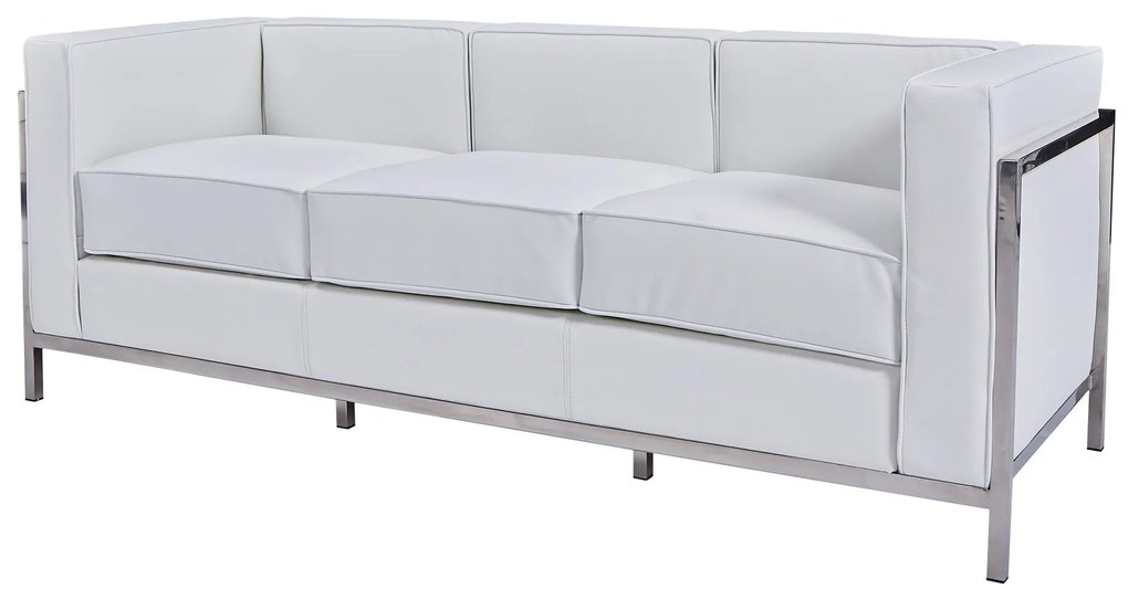 Sofá LOBBY – 3 Lugares – 183x70x68 cm – Aço Inoxidável e Pele Sintétic