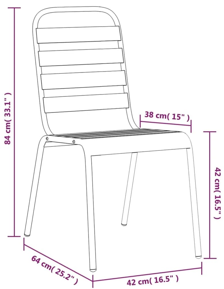 3 pcs conjunto de jantar para jardim aço antracite